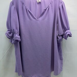 Cato EST. 1946 Women’s 22/24W Lavender high-low Blouse with Ruffled Sleeves